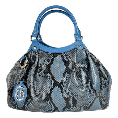 Pre-owned Gucci Python Handbag In Blue