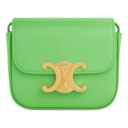 Pre-owned Celine Triomphe Leather Handbag In Green