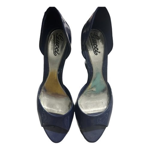 Pre-owned Gucci Patent Leather Sandals In Blue