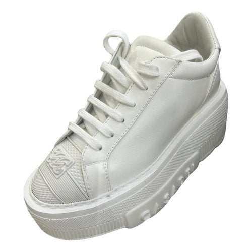 Pre-owned Casadei Vegan Leather Trainers In White