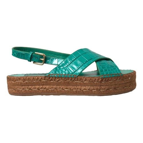 Pre-owned Dolce & Gabbana Leather Espadrilles In Green