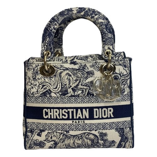 Pre-owned Dior Lady D-lite Cloth Handbag In Blue