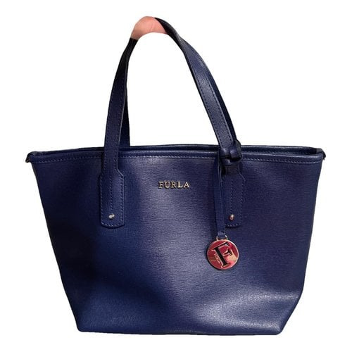 Pre-owned Furla Patent Leather Handbag In Blue