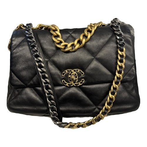 Pre-owned Chanel 19 Leather Handbag In Black