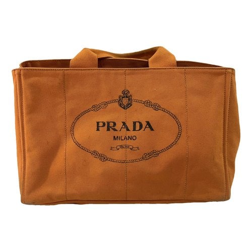 Pre-owned Prada Cloth Tote In Orange