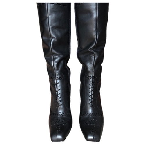 Pre-owned Liska Leather Boots In Black