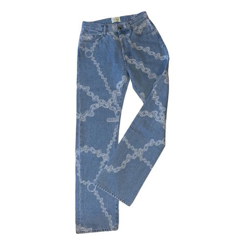 Pre-owned Aries Trousers In Blue