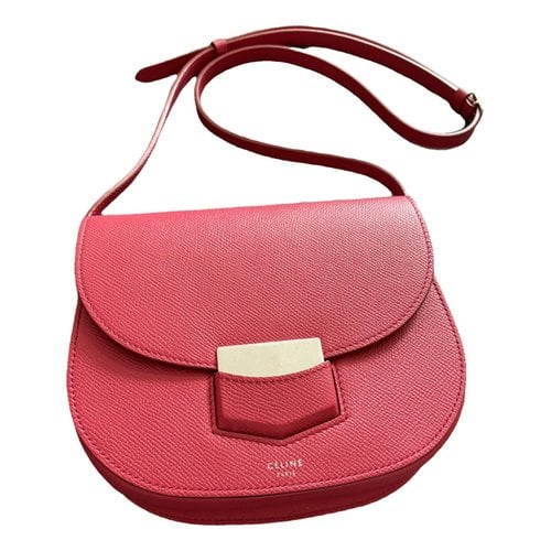 Pre-owned Celine Trotteur Leather Crossbody Bag In Pink