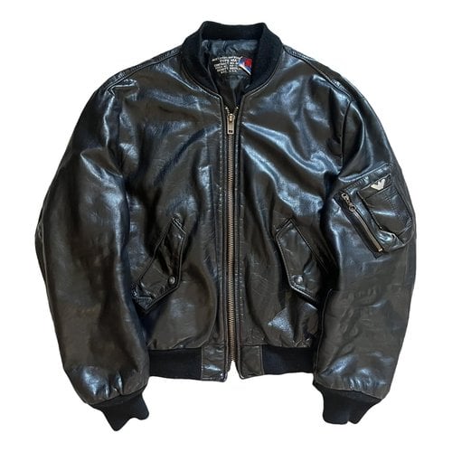 Pre-owned Giorgio Armani Leather Vest In Black