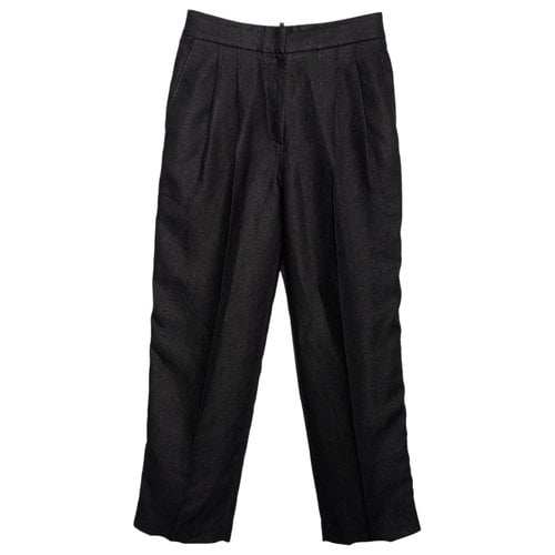 Pre-owned Brunello Cucinelli Linen Straight Pants In Black