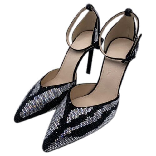 Pre-owned Bettina Vermillon Glitter Heels In Black