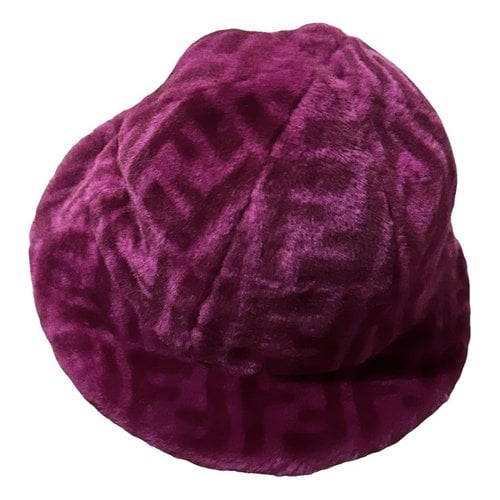 Pre-owned Fendi Shearling Hat In Purple