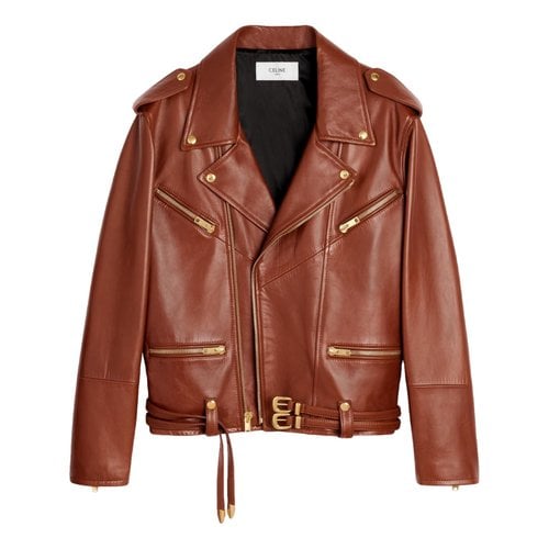 Pre-owned Celine Leather Jacket In Brown