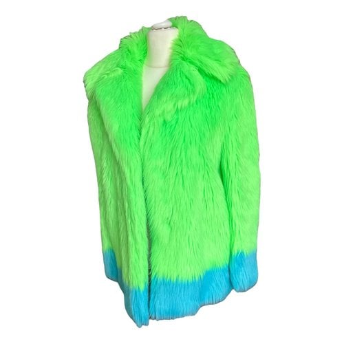 Pre-owned Alberta Ferretti Faux Fur Peacoat In Green