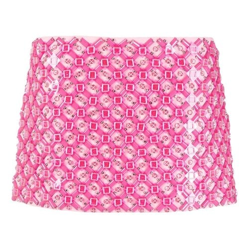 Pre-owned Miu Miu Silk Mini Skirt In Pink