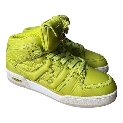 Pre-owned Fendi Match Cloth Trainers In Green