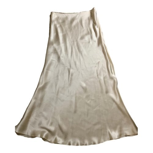 Pre-owned Le Kasha Silk Mid-length Skirt In White