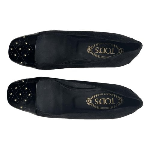 Pre-owned Tod's Leather Ballet Flats In Black