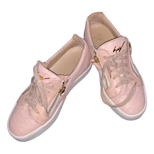 Pre-owned Giuseppe Zanotti Nicki Leather Trainers In Beige