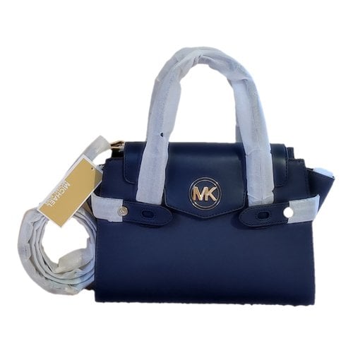 Pre-owned Michael Kors Vegan Leather Crossbody Bag In Navy