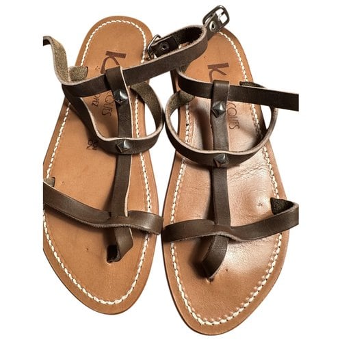 Pre-owned Kjacques Leather Sandal In Brown