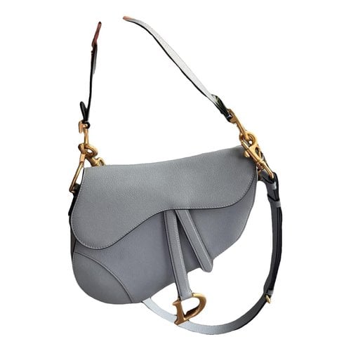 Pre-owned Dior Saddle Leather Handbag In Grey