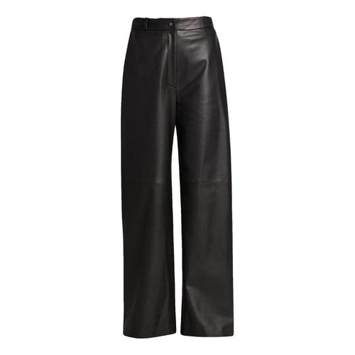 Pre-owned Loulou Studio Leather Straight Pants In Black