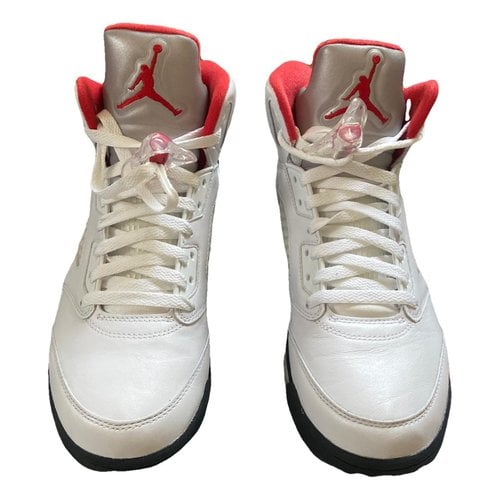 Pre-owned Jordan 5 Leather High Trainers In White