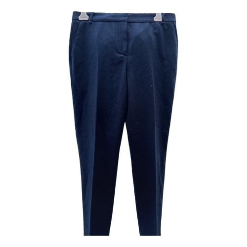 Pre-owned Massimo Dutti Wool Trousers In Blue