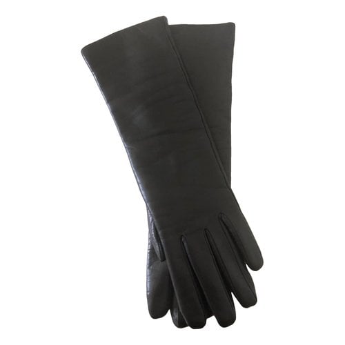 Pre-owned Max Mara Leather Long Gloves In Black