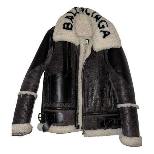 Pre-owned Balenciaga Leather Jacket In Brown