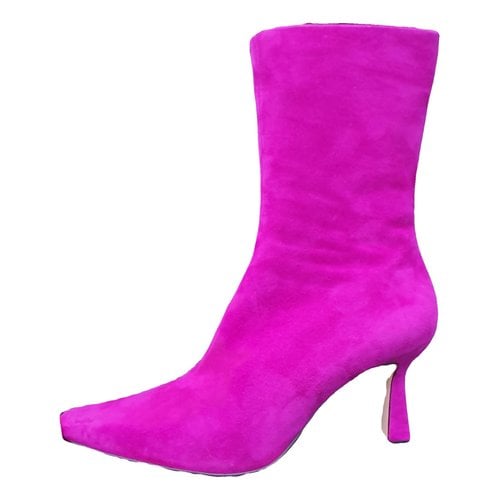 Pre-owned Lola Cruz Leather Ankle Boots In Purple
