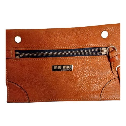 Pre-owned Miu Miu Leather Clutch Bag In Orange