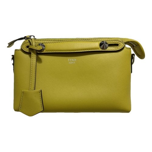 Pre-owned Fendi By The Way Leather Clutch Bag In Yellow