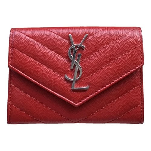Pre-owned Saint Laurent Monogramme Leather Wallet In Red