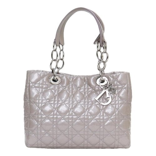 Pre-owned Dior Patent Leather Tote In Silver