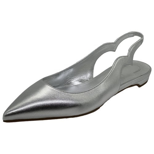 Pre-owned Christian Louboutin Leather Flats In Silver