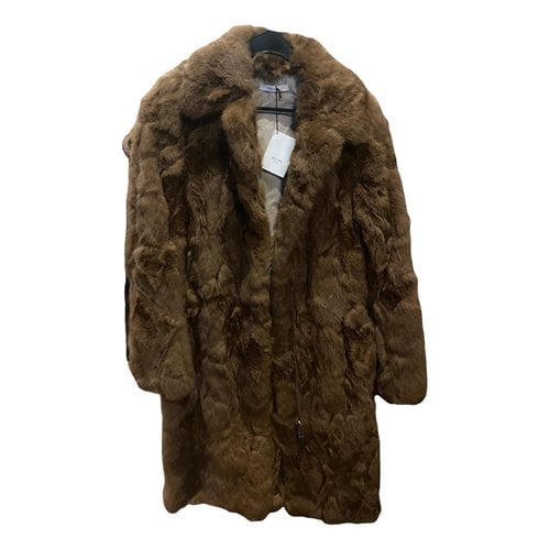Pre-owned Celine Faux Fur Coat In Brown