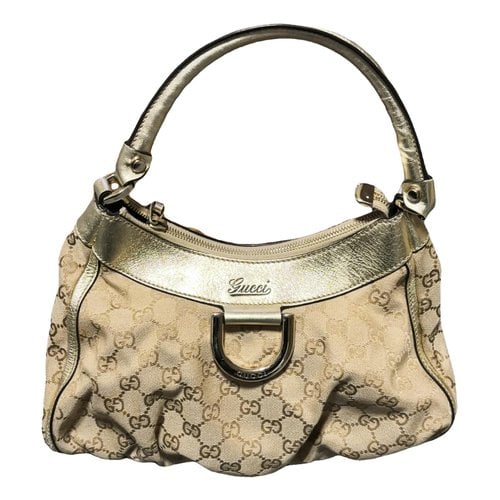 Pre-owned Gucci D-ring Linen Handbag In Gold