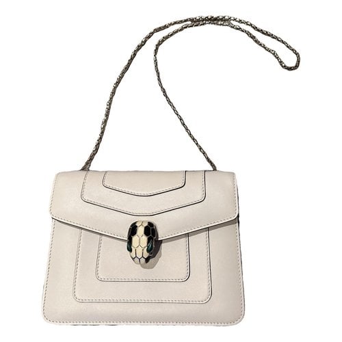 Pre-owned Bvlgari Serpenti Leather Clutch Bag In White