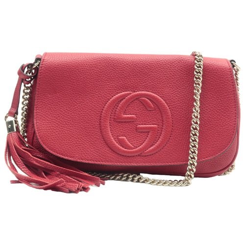 Pre-owned Gucci Soho Leather Handbag In Red