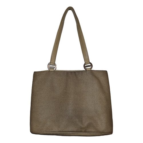 Pre-owned Borbonese Leather Handbag In Beige