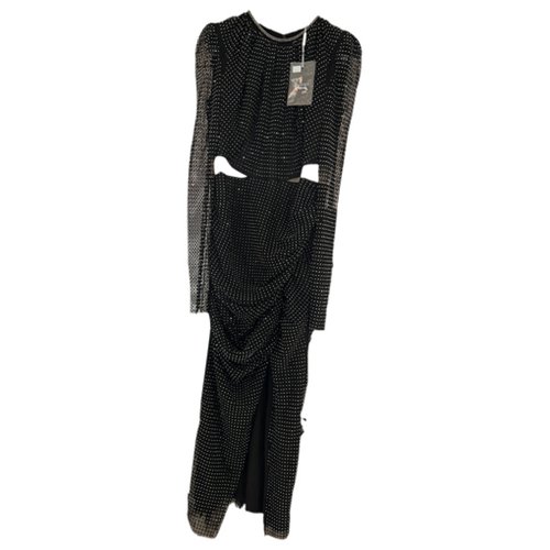 Pre-owned Self-portrait Glitter Mid-length Dress In Black