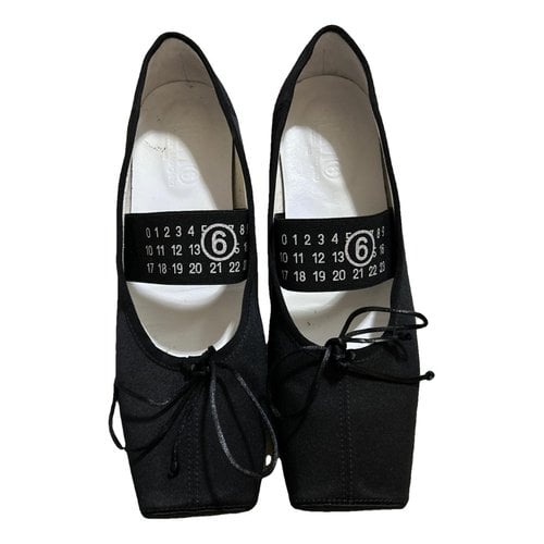 Pre-owned Mm6 Maison Margiela Cloth Ballet Flats In Black
