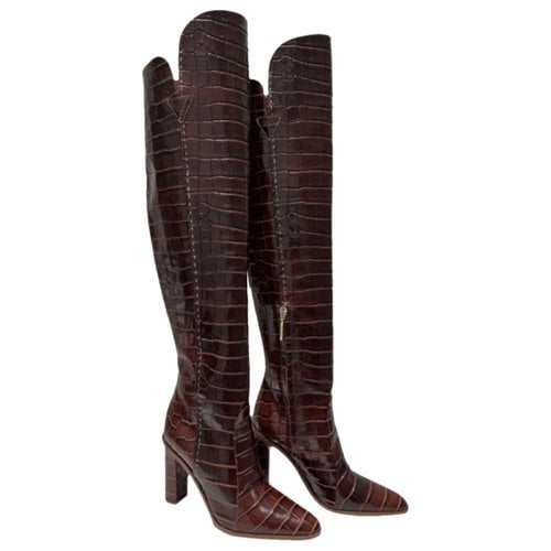 Pre-owned Max Mara Atelier Leather Boots In Burgundy