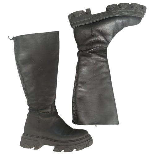 Pre-owned Steve Madden Leather Wellington Boots In Black