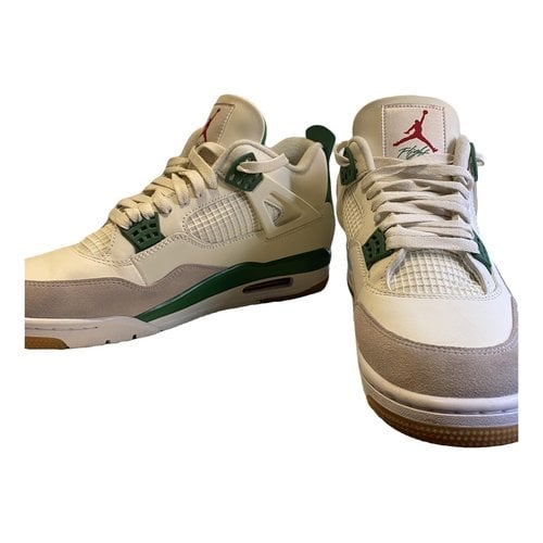 Pre-owned Jordan 4 Leather Low Trainers In White