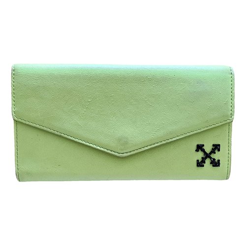 Pre-owned Off-white Leather Wallet In Green