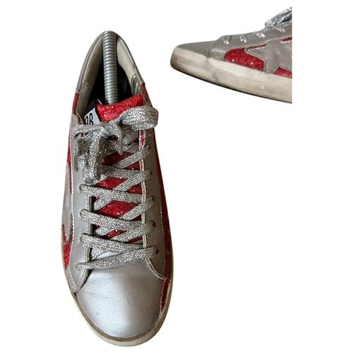 Pre-owned Golden Goose Glitter Trainers In Red