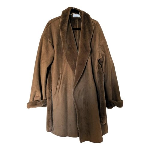 Pre-owned Kaos Faux Fur Coat In Camel